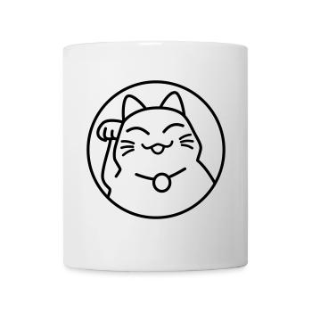 Maneki Neko Neon – Lucky Cat from Japan, Kawaii - Mug - white - Front