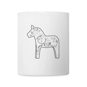 Dala Pferd Schwarz-Weiß - Tasse - Weiß - Vorne