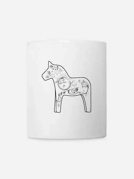 Dala Pferd Schwarz-Weiß - Tasse - Weiß