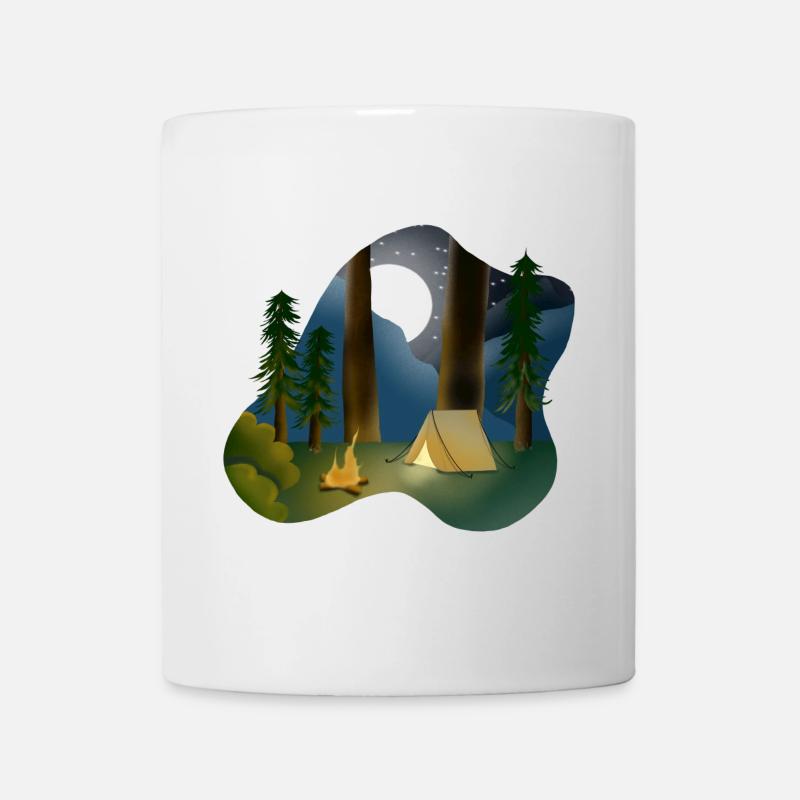 Nuit au clair de lune dans le camping en forêt - Mug blanc - blanc