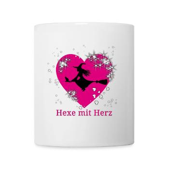 Hexe mit Herz Motiv - Tasse - Weiß - Vorne