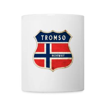 Tromsø Norwegen Wappen Flaggen Design - Tasse - Weiß - Vorne