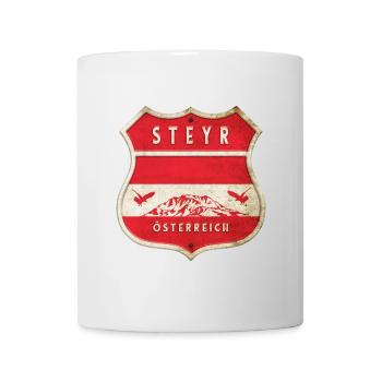 Steyr Österreich Wappen Flaggen Design - Tasse - Weiß - Vorne
