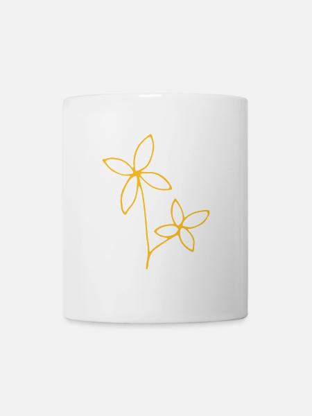 A small bouquet of yellow flowers in spring. - Mug - white
