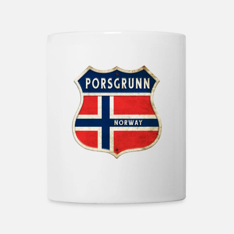 Porsgrunn Norwegen Wappen Flaggen Design - Tasse - Weiß
