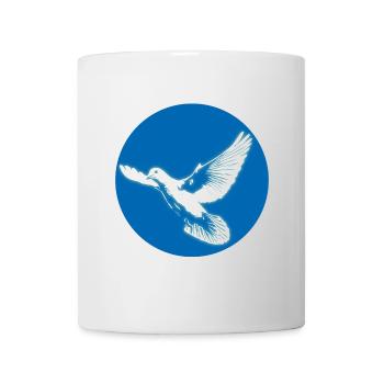Colombe blanche brillante de paix dans un cercle bleu - Mug blanc - blanc - Devant