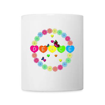 Farbkreis des Friedens Peace Flower Power - Tasse - Weiß - Vorne