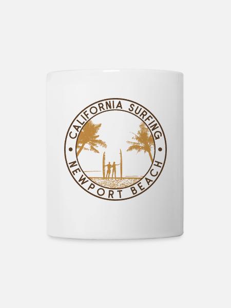 Description de l’emblème de surf Newport Beach – Californie - Mug blanc - blanc