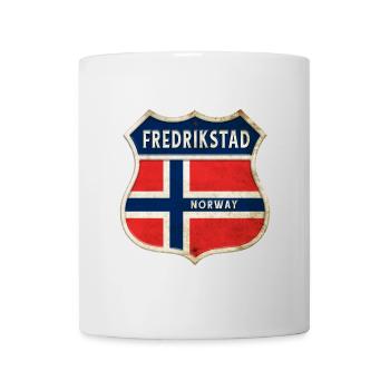 Fredrikstad Norwegen Wappen Flaggen Design - Tasse - Weiß - Vorne