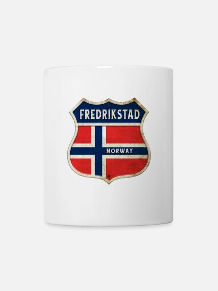 Fredrikstad Norwegen Wappen Flaggen Design - Tasse - Weiß
