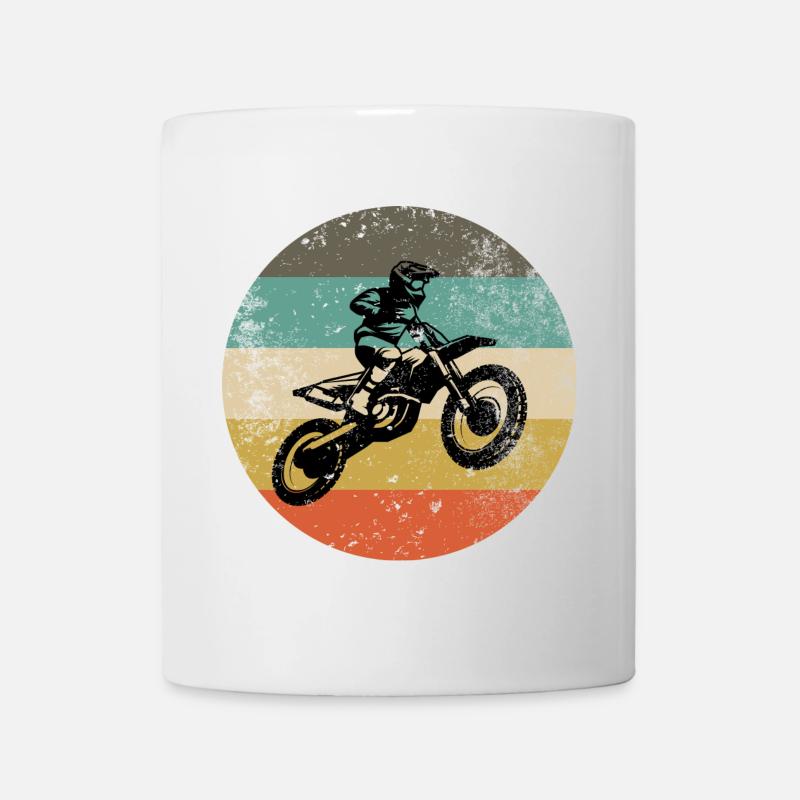 Moto rétro sur cercle rayé - Mug blanc - blanc