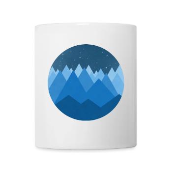 Verschneite Berge Minimalistischer Nachtstil - Tasse - Weiß - Vorne