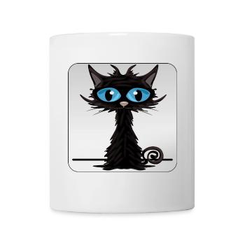 Black cat with blue eyes - Mug - white - Front
