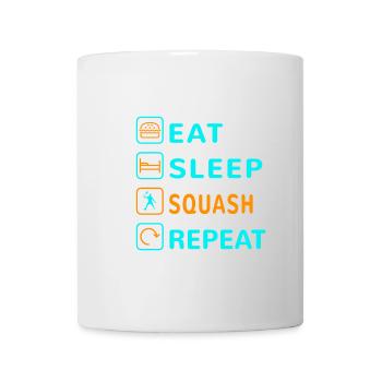 Mangez. Dormir. Squash. Répéter le design - Mug blanc - blanc - Devant