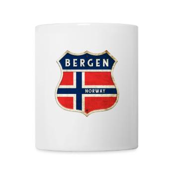 Bergen Norwegen Wappen Flaggen Design - Tasse - Weiß - Vorne