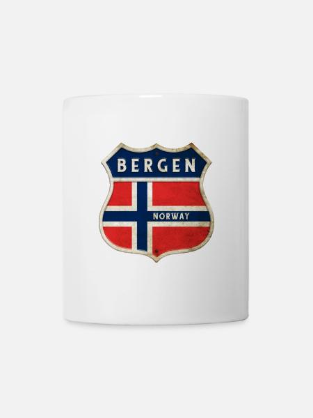 Bergen Norwegen Wappen Flaggen Design - Tasse - Weiß