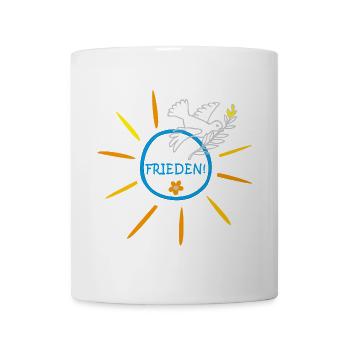 Friedenstaube, Sonne, Frieden, Ukraine - Tasse - Weiß - Vorne