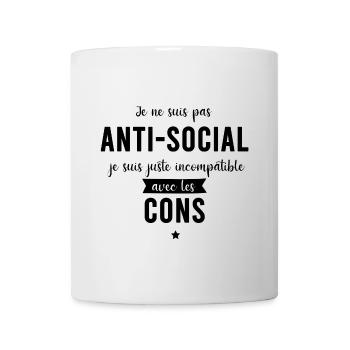 Je ne suis pas anti-social - Mug blanc - blanc - Devant