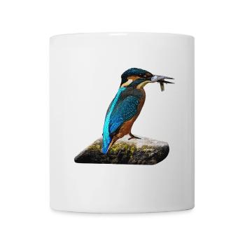 coole vögel, fischendes Eisvogel männchen - Tasse - Weiß - Vorne