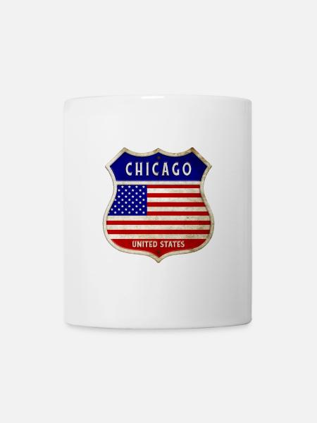 Chicago USA United States Wappen Flaggen - Tasse - Weiß