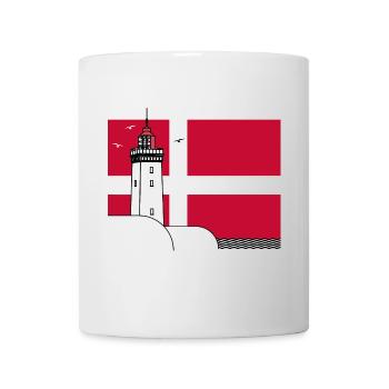 Denmark flag with Rubjerg Knude lighthouse - Mug - white - Front