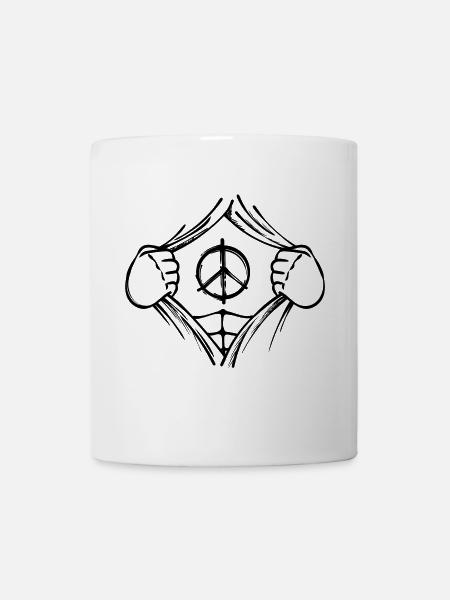 Frieden Liebe Gerechtigkeit Friedenszeichen - Tasse - Weiß