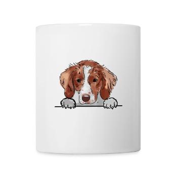 Brittany Spaniel Dog for Peeking Dog Lovers - Mug - white - Front