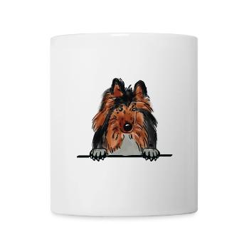 Rough Collie Dog for Peeking Dog Lovers - Mug - white - Front