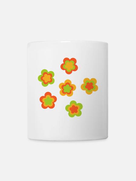 70er Jahre Blume Muster - Tasse - Weiß