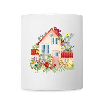 villa colorée avec jardin luxuriant - Une maison de rêve - Mug blanc - blanc - Devant
