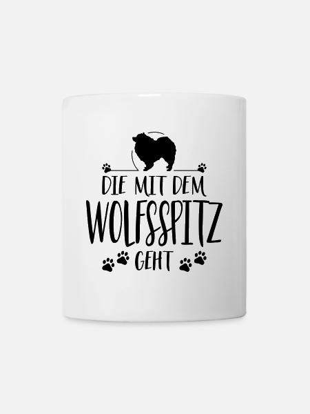 DIE MIT WOLFSSPITZ GEHT Hundespruch Hunde - Tasse - Weiß