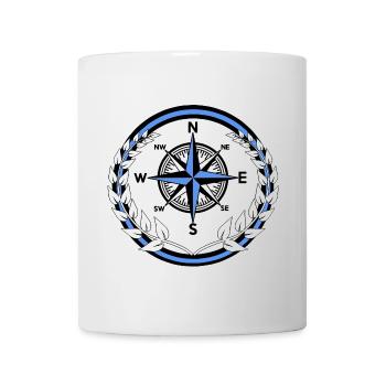 Boussole marin Couronne de laurier Ahoy Maritime - Mug blanc - blanc - Devant