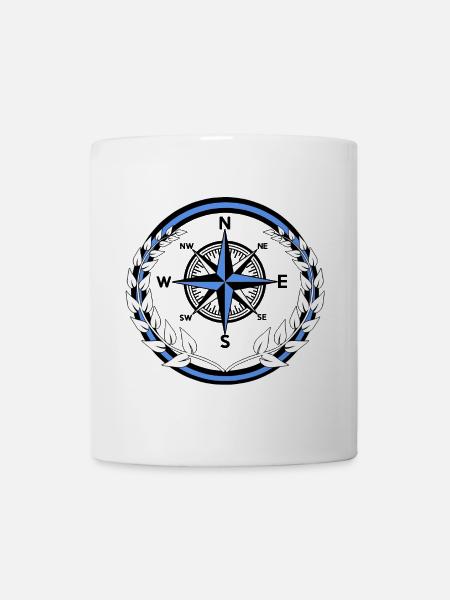 Boussole marin Couronne de laurier Ahoy Maritime - Mug blanc - blanc