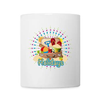 plein de valises emballées pour les vacances à la plage - Mug blanc - blanc - Devant