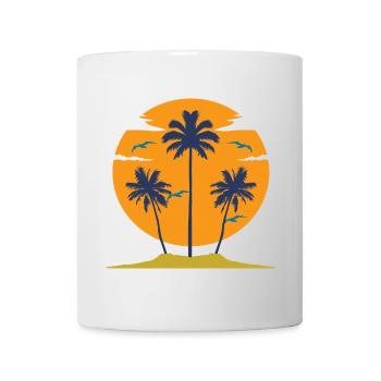 Sunset with palm trees silhouette - Mug - white - Front