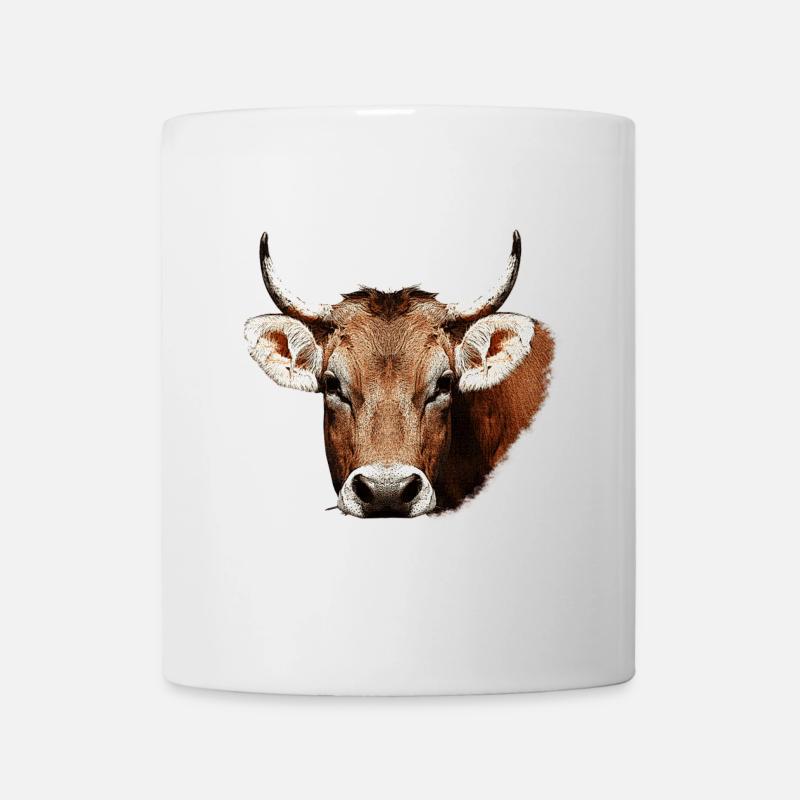 süße tierdesigns mädchen, kuh beige, rustikal - Tasse - Weiß