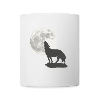 schöne wildtiermotive, Heulende Wolfsilhouette - Tasse - Weiß - Vorne