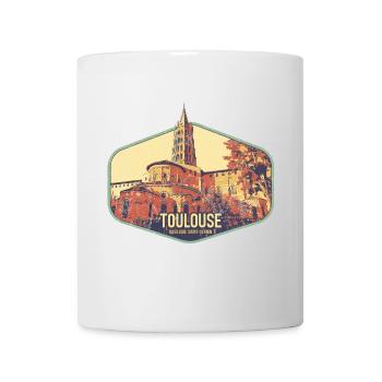 Retro-Abzeichen, Toulouse Frankreich ist meine Heimatstadt - Tasse - Weiß - Vorne