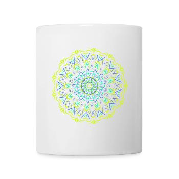 Leuchtendes Mandala Neon Design - Tasse - Weiß - Vorne