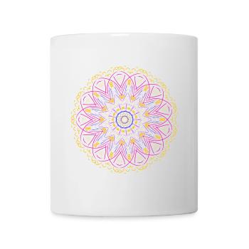 Leuchtendes Mandala in Neonfarben - Tasse - Weiß - Vorne