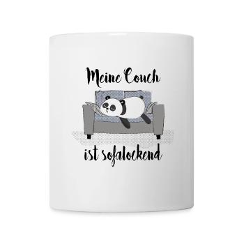 Meine Couch ist sofalockend! Wortspiel, Panda - Tasse - Weiß - Vorne