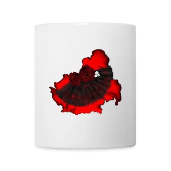 originelle Frauenmode, Fächer mit rosen - Tasse - Weiß - Vorne