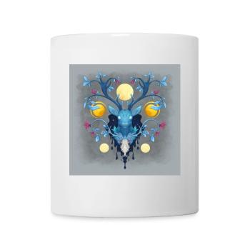 Blue Ink Spirituosen Poster - Cerf Nocturne Fleuri - Tasse - Weiß - Vorne