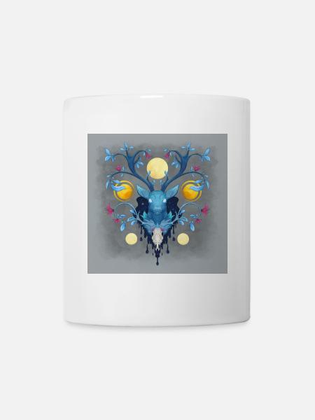 Blue Ink Spirits Posters - Cerf Nocturne Fleuri - Mug - white