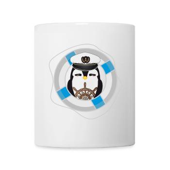 niedlicher Pinguin als Kapitän im Marine Look - Tasse - Weiß - Vorne