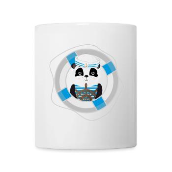 cute panda as a sailor in a navy look - Mug - white - Front