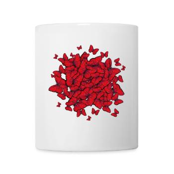 de nombreux papillons rouges de cercles imaginatifs - Mug blanc - blanc - Devant