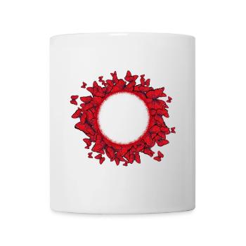 beaucoup de papillons rouges cadres imaginatifs - Mug blanc - blanc - Devant