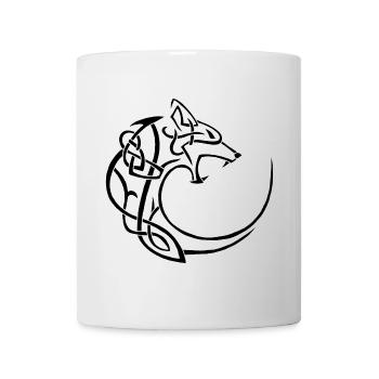 schwarzer Mondwolf - Tasse - Weiß - Vorne