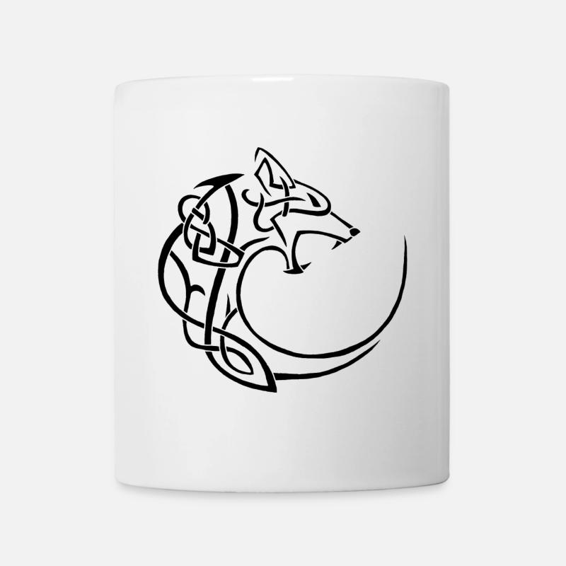 schwarzer Mondwolf - Tasse - Weiß
